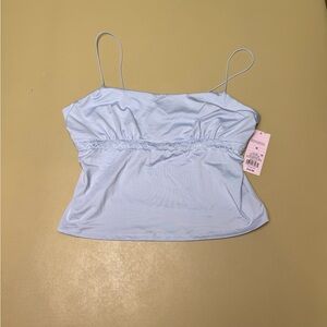 Wild Fable Blue Lace Trim Cami Tank Top Y2K Adjustable Straps M NWT